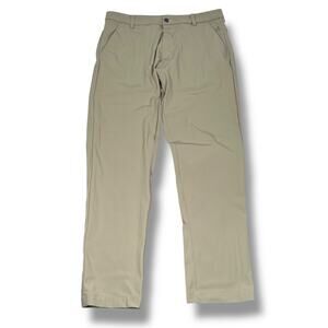 Lululemon ABC Commission Classic Warpstreme Pant Men 34 Beige Pockets Flat Front